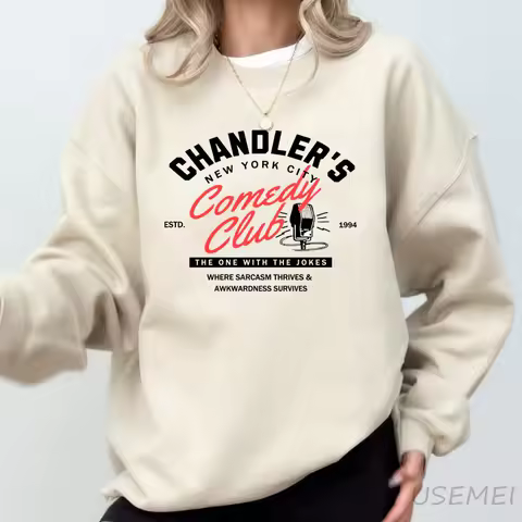 Chandler Friends Sweatshirt 90s TV Show Nostalgia Pullover Hoodie Long Sleeve Printed Sweatshirts Fe
