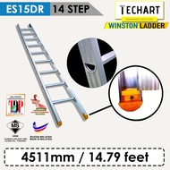 Original WINSTON ES15DR 14 Rungs Premium Aluminium Single Pole Ladder with Sirim