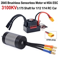 เหนือกว่างานอดิเรกจรวดกันน้ำมอเตอร์ไร้แปรง3100KV 3800KV 4370KV 5000KV W/ 45A คอมโบ ESC สำหรับ1/12 1/