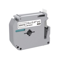 2 แพ็ค เทป สีขาว 12 มม. M-K231 ทดแทนสำหรับ เครื่องพิมพ์ป้ายบราเดอร์ M-K231s เทป M231 -231 MK231, 12 