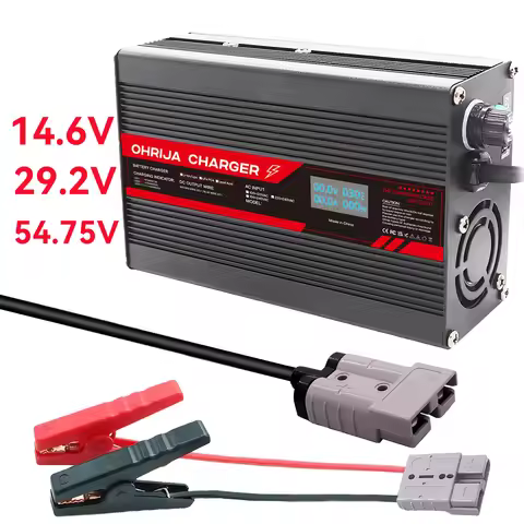 OHRIJA 14.6V 29.2V Lifepo4 Charger 12V 24V 10A For 4S 12.8V Lifepo4 Battery Charger Anderson 50A 29.