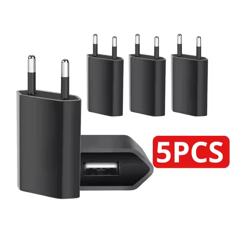 1-5Pcs Black Universal 5W EU Plug Travel USB Wall Charger 5V/1A Rapid Charging For iPhone 6S 7 8 Plu