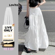 (LIVE STREAM SALE)Lovito Casual Plain Basic Skirt for Women L85AD112 Lovito Rok Basic Polos Kasual u
