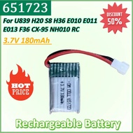 New 651723 3.7V 180mAh PH2.0 Battery for U839 H20 S8 H36 E010 E011 E013 F36 CX-95 NH010 RC Quadcopte
