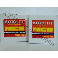 ☌♀□MOTOLITE MOTORCYCLE BATTERY 12V (YB3L-B/YB5L-B/YB4L-B) 6V (6N6-3B)