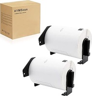 AYMSous Compatible 2 Pack DK-1247 Die-Cut White Label Paper (4.07" x 6.4" / 103mm x 164mm) with 2 Re