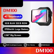 DM100 4G LTE Smart Watch With Extra Charger Strap 3GB RAM 32GB ROM 5MP Camera 2700mah Battery 2.86 inch Touch Screen