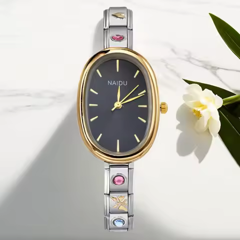 Female Ellipse Shape Quartz Watch Stainless Steel Strap Width 9mm 2025 New Fashion Hand Watch Women 