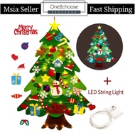 DIY Felt Christmas Tree 3.2ft Wall Hanging Christmas Tree 32pcs Ornaments with 3m LED Christmas Pres