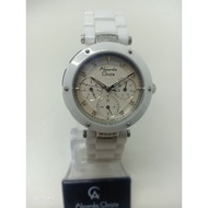 Alexandre Christie Women Multifunction White Ceramic Strap Authentic Watch 2439 BFBSSSL