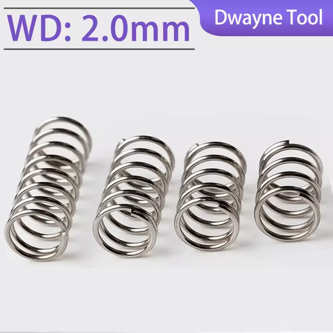 304 Stainless Steel Compression Spring, WD: 2.0mm，OD: 12-30mm，L: 15-100mm, Industrial, Toys, Vending
