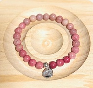 粉紅壽山石能量手鍊/S925銀墜飾