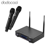 dodocool U2 UHF Wireless Microphone System 2 Handheld Mics &amp; 1 Receiver with LCD Display for Karaoke Home Entertainment Business Meeting Speech Classroom Teaching
