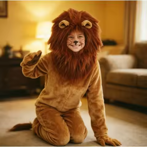 Adult Child Lion Costume for Stage Performance Green Meadow Role Play Outfit for Halloween Cosplay P