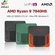 Aittact Pocket Mini PC Gamer AMD R9 7940HS 2xDDR5 USB4.0 NVMe 2 LAN Windows 11 Gaming Computer WiFi6