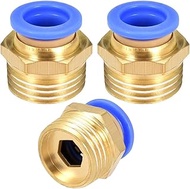 Pack of 3 6 mm 1/4' PT Male Thread Straight Push to Connect Fittings Plug-In Hose Pneumatic Quick Co