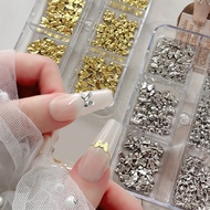6 Grids Alloy Star Nail Art Charms Jewelry Metal Shiny 3D Gold Silver Starlight Decorations Nails DI