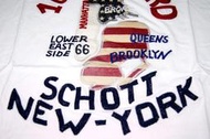 【美國Levi s專賣】Schott NYC 白色 立體刺繡 拼貼地圖 短袖潮T 純棉 復古短T 現貨L號賠售只有一件