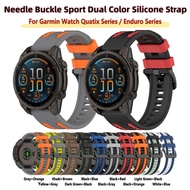 Needle Buckle Sports Style Dual Tone Silicone Strap For Garmin Quatix 8 7X 5 Enduro 3 2 1 Sapphire P