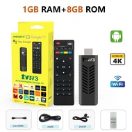 มินิทีวีสติ๊ก 4K Android TV TVR3-S พร้อม Cortex A53 Wifi 2.4G HDR10 YouTube รีโมทควบคุมโฮมเธียเตอร์