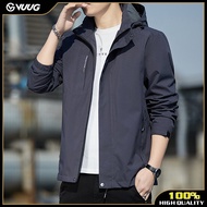 VUUG Jacket Men Men S Hooded Jacket Black Jacket Zip Casual Jacket Windbreaker Men S Windproof Jacke