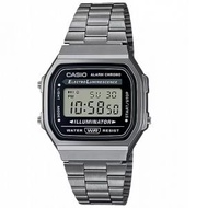 Casio - 復古電子錶 不鏽鋼錶帶 自動月曆 生活防水 電子錶(A168WGG-1A)