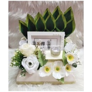 custom made gubahan frame mas kahwin 3d,sireh junjung dan bekas cincin(cream white)