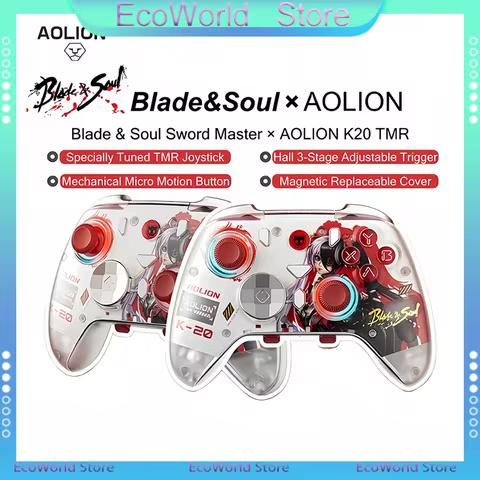 AOLION K20 Blade & Soul Gaming Controller TMR Joystick with Charging Dock RGB Wireless Gamepad for N