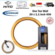 406 Schwalbe One Tan Wall Outer Tyre Bike 20inch Tires 20 x 1.1 20 inch Outer Tire tyres