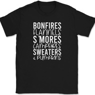 Bonfires Flannels Smores Campfires Sweaters Pumpkins T-Shirt Thanksgiving Tee