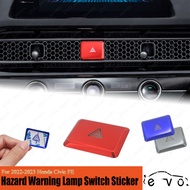For 2022 - 2023 Honda Civic FE FL Hazard Warning Lamp Knob Cover Sticker 11th Civic Real Carbon Fibe