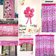 BRIGHT Pink Butterfly School Window Terno Curtains FUCHSIA COLOR