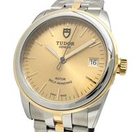 TUDOR Glamour Date 55003 男士自動腕錶，不鏽鋼材質，黃金香檳色錶盤，附贈包裝盒和保固卡