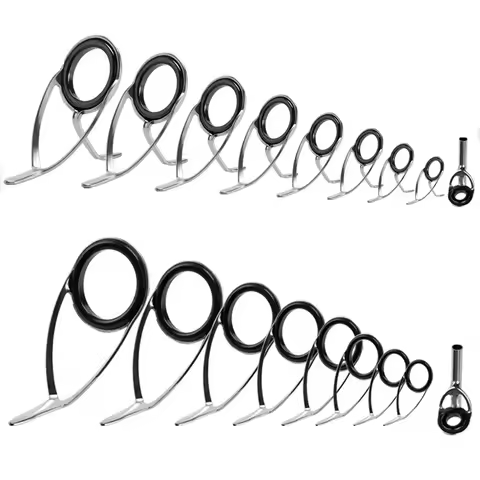 9Pcs Fishing Rod Guides Ring Repair Kit Ceramic Ring Spinning Casting Pole Eyes Rebuilding Replaceme