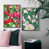 Frames Flamingo Cactus Flower Leaves Wall Art Canvas Painting Nordic Posters Prints Wall Pictures Fo