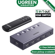 UGREEN HDMI Switch 5 in 1 Out HDMI 2.0 Switcher, 4K 60Hz HDMI Switch Splitter with Remote 5 Port  HD