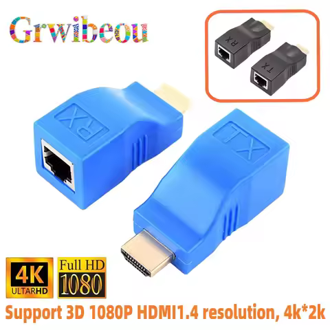 NEW 1080P HD 4K HDMI-compatible Extender RJ45 Ports Network 30M HDMI-compatible to RJ45 Over CAT5e /