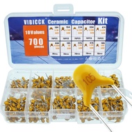 10 Values 700pcs Ceramic Capacitor kit Packaged with capacitors ranging from 0.1uf/100nF to 10uF Cer