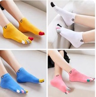 全城熱賣 - [四對裝]女士五指襪純棉秋冬款季 可愛卡通分腳趾襪 女式短筒襪（羅口小熊款）