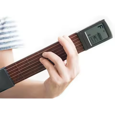 Pocket Guitar Chord Practice Tool, Portable Guitar Neck for Beginner Trainer with Rotating Chord Tab