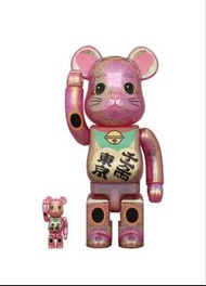 😍限時訂購價😍BE@RBRICK 招き猫 千万両・東京 桃色透明メッキ 桜吹雪 100％ & 400％ bearbrick 招財貓