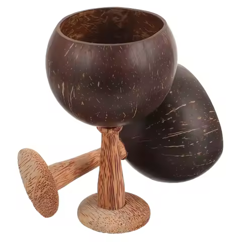 2Pcs Coconut Shell Cocktail Goblet Party Cup Tropical Beer Chalice Viking Style Decorative Drink Con