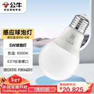 公牛（BULL）LED感应球泡灯E27螺口高亮度高透光 5W白光(日光色)6500K