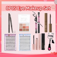 8pcs Makeup Set Glue-free False Eyelashes Mascara Eyelash Curler Eyeliner Eyebrow Eyeshadow Combinat
