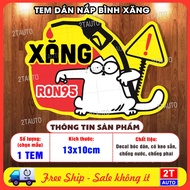 Decal Sticker for Fuel Tank Cap in the Shape of a Cat Holding a Gas Faucet, Stickers for All Car Col