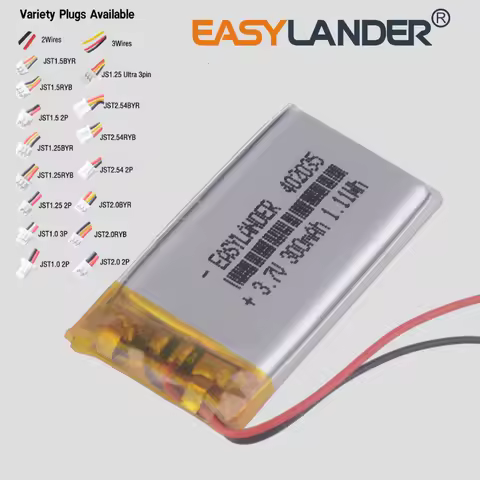 402035 3.7V 300mAh JST2.0 3Pin JST1.0 2 Rechargeable Lithium Lipo Li-ion Polymer Battery