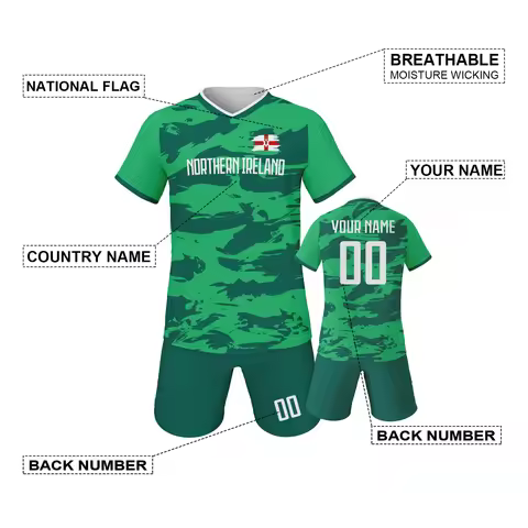 Northern Ireland Kids Soccer Jersey for Boys Girls, Custom Youth Training Jerseys Sports Fan Gift Fo