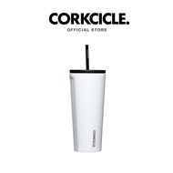 Corkcicle 24 oz (710 ml) Cold Cup Tumbler | Gloss White Keeps 12hrs Portable Glass Water Bottle