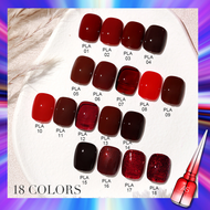 สีทาเล็บเจล สีโทนแดงเลือดนก แดง 18 เฉดสี PLA Set แบรนด์ AS สีเจล คุณภาพดี