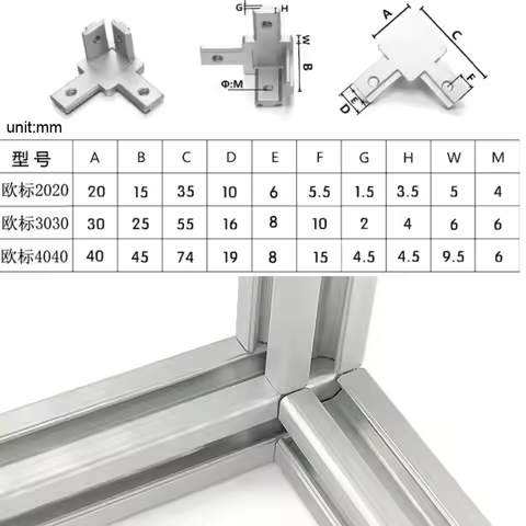 10 Pcs EU 2020 3030 4040 3 Way Corner Bracket Connector With Screws For Standard T Slot Aluminum Ext